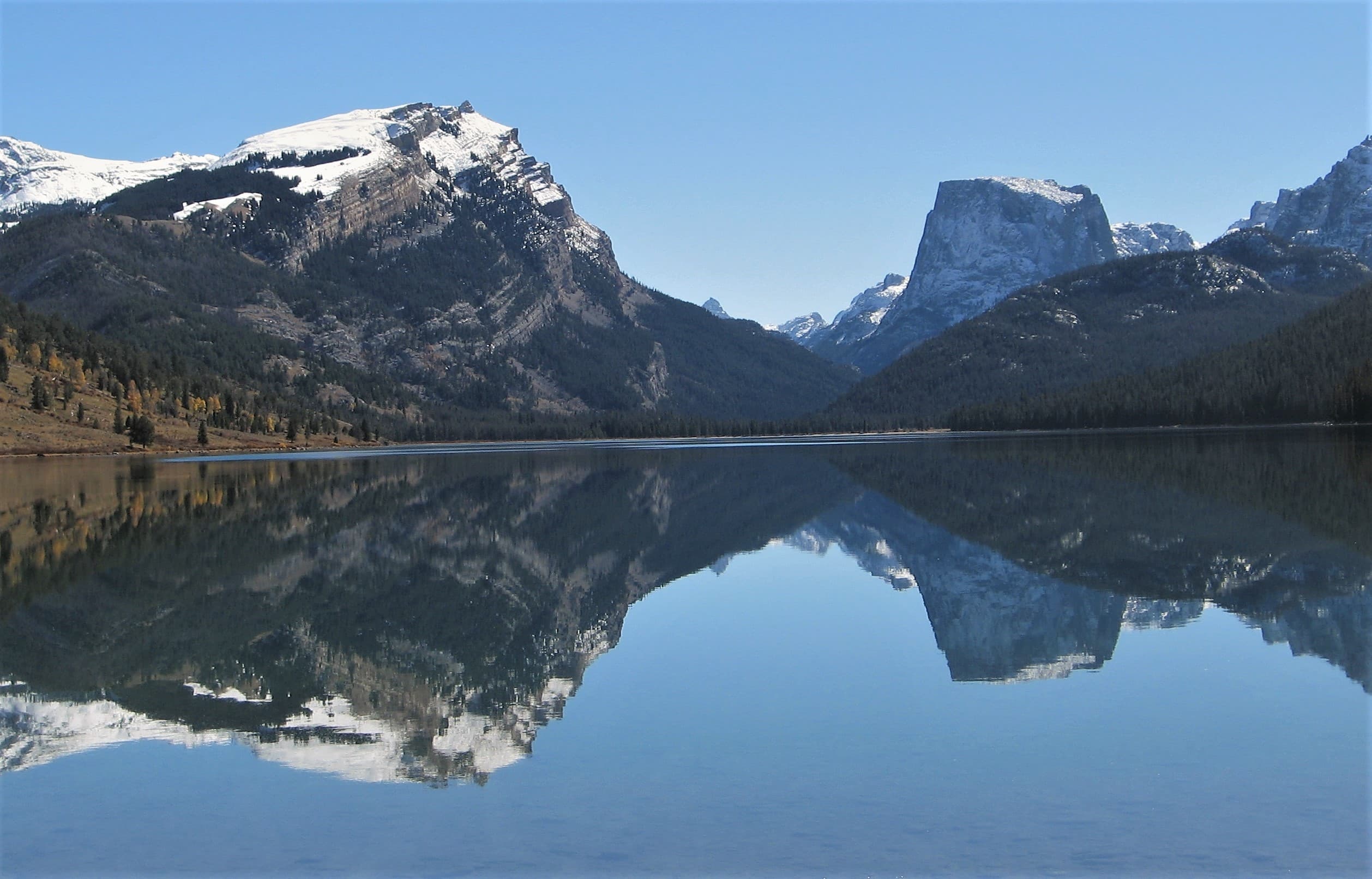 Squaretop reflected in Green River Lakes, Pinedale Ranger District.