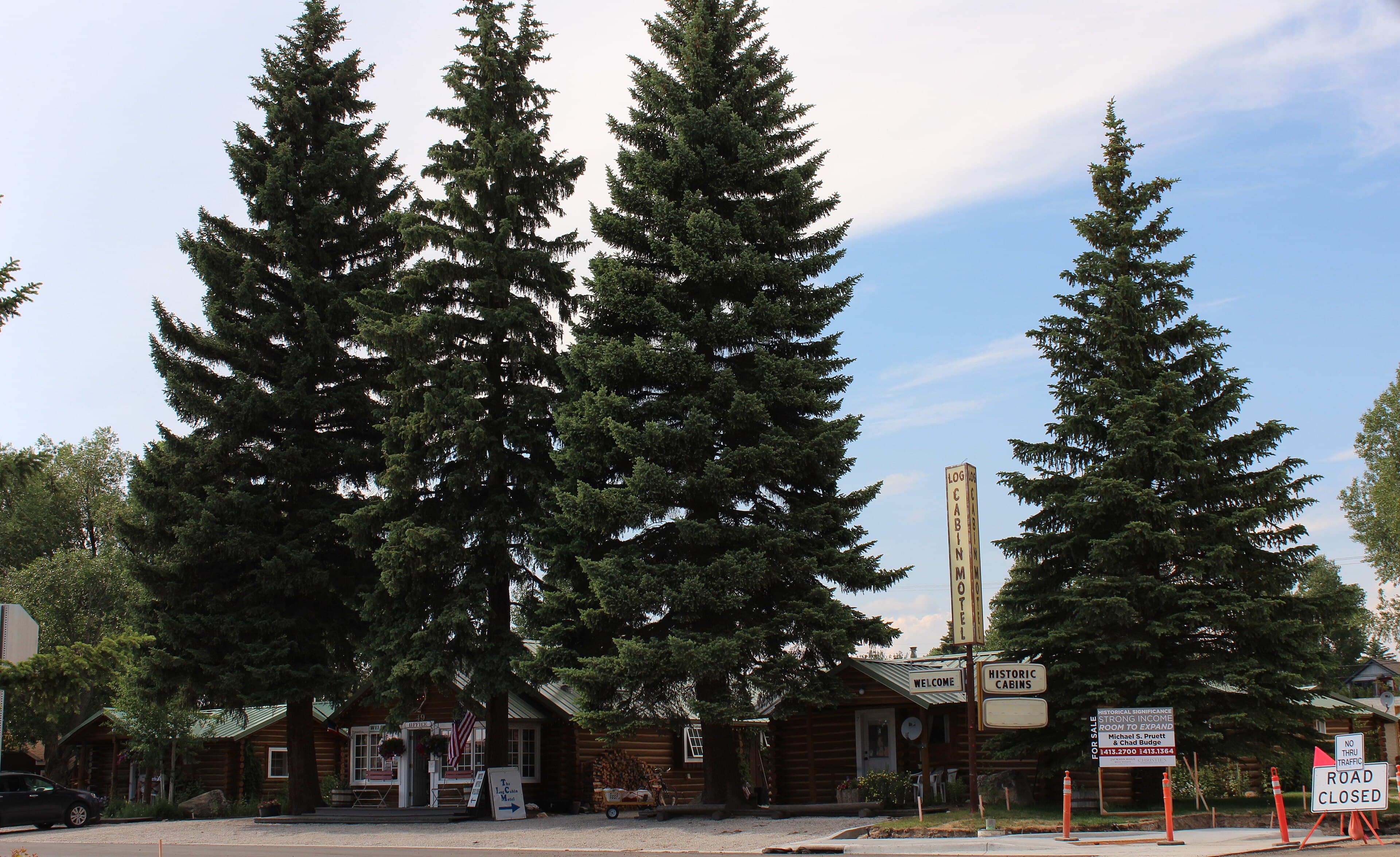 Log Cabin Motel on Pine and Magnolia in downtown Pinedale, listed on the National Register.