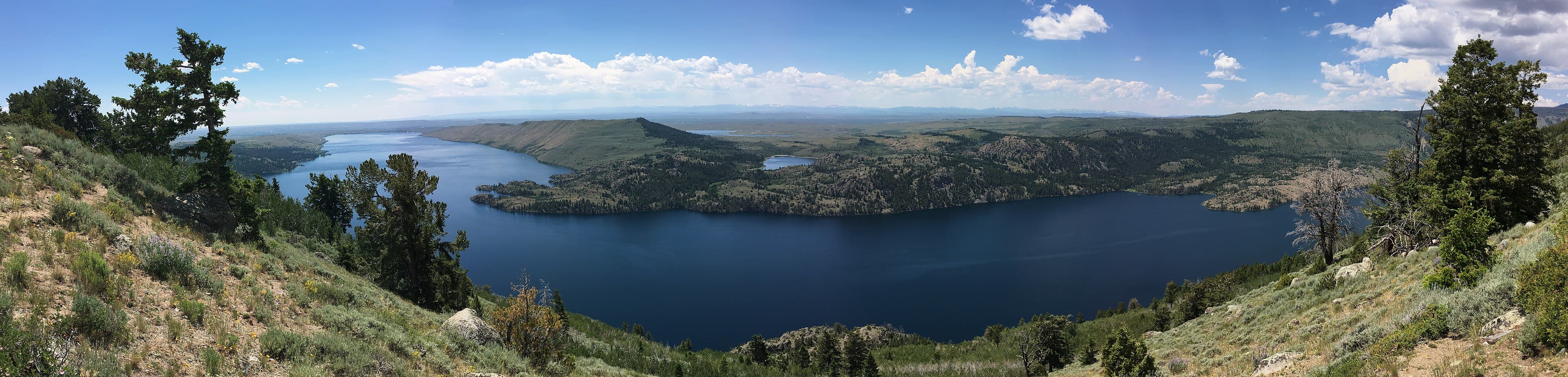 Fremont Lake below the Wind River Range, July 2017. GPS on the lake north of Pinedale.